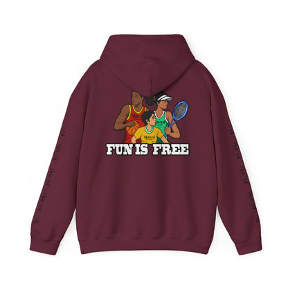 Hoodie — "Fun Is Free" Colorful Sports Graphic Pullover