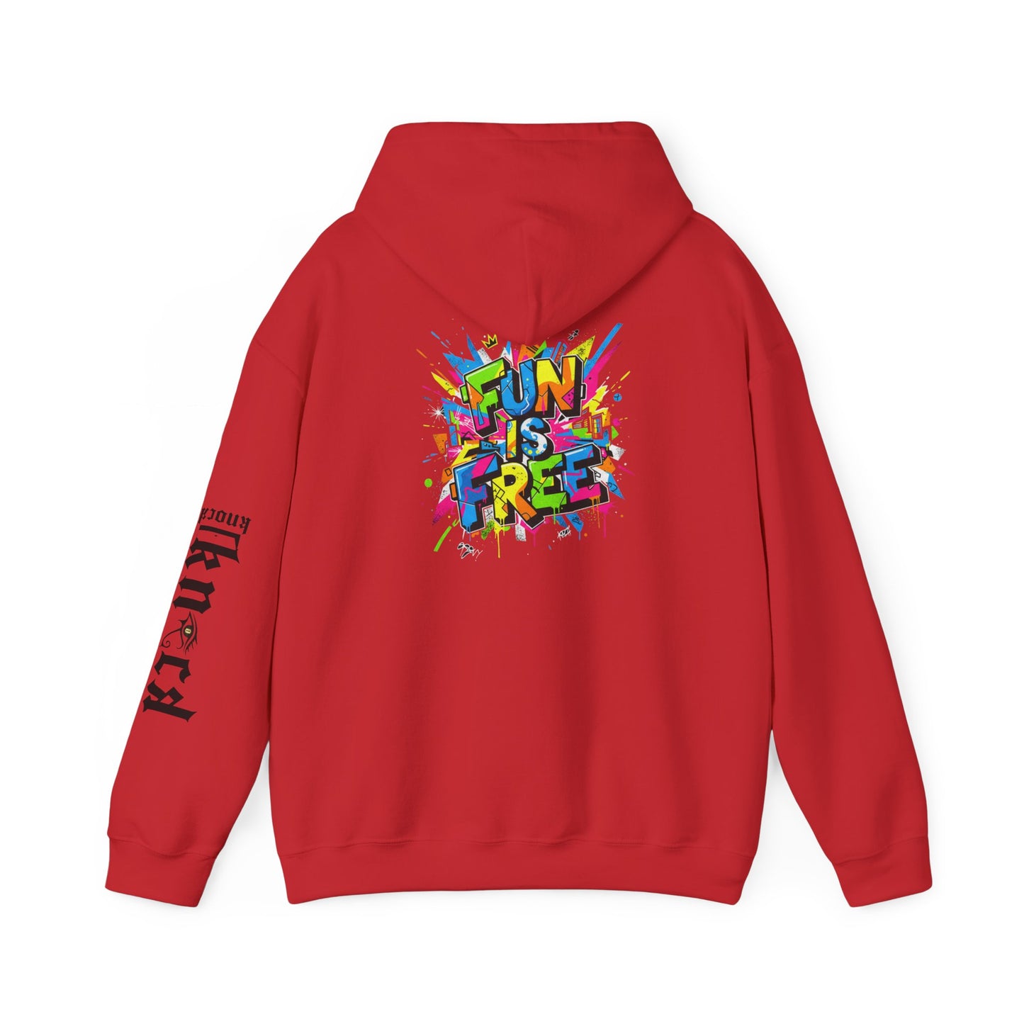 Hoodie - 'Fun Is Free' Color Splash Graphic Hoodie with 'kn?cd' Gothic Logo