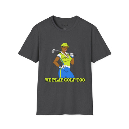 Women’s Golf T‑Shirt – Confident Female Golfer Graphic