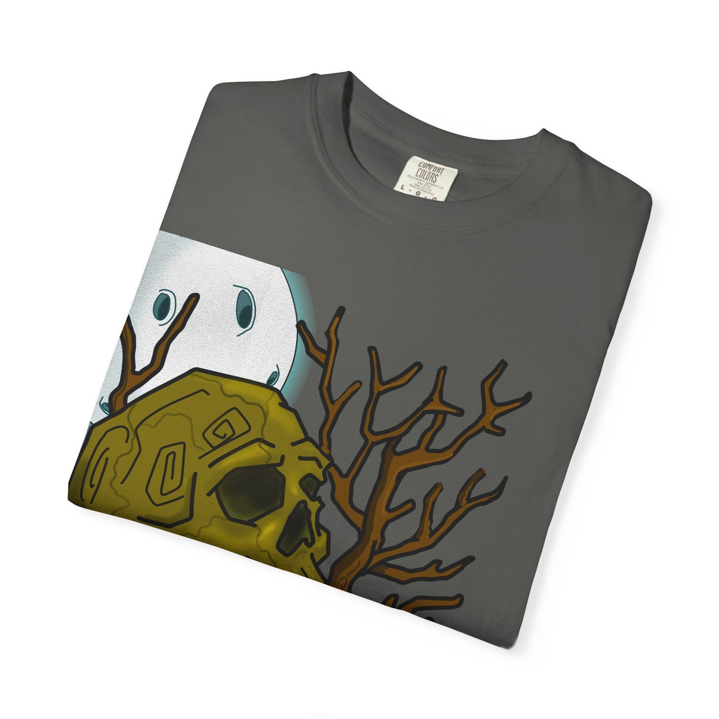 Graphic T‑Shirt — 'Knock Knock New Normal' Skull & Tree Illustration