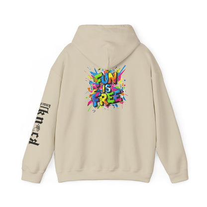 Hoodie - 'Fun Is Free' Color Splash Graphic Hoodie with 'kn?cd' Gothic Logo