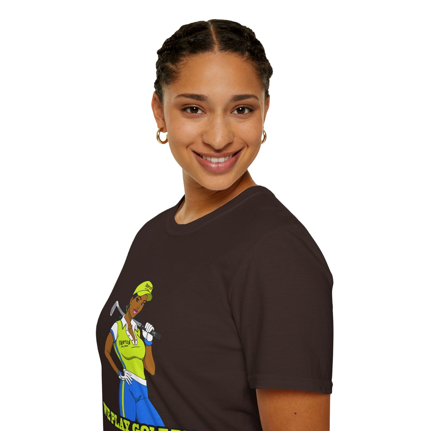 Women’s Golf T‑Shirt – Confident Female Golfer Graphic