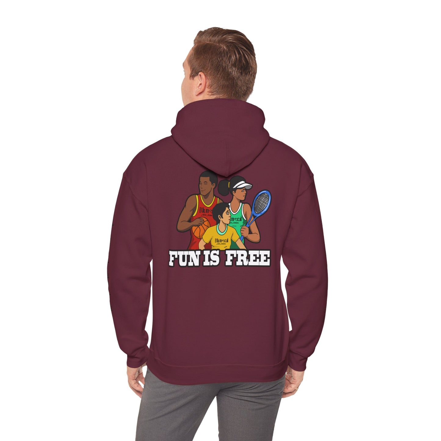 Hoodie — "Fun Is Free" Colorful Sports Graphic Pullover
