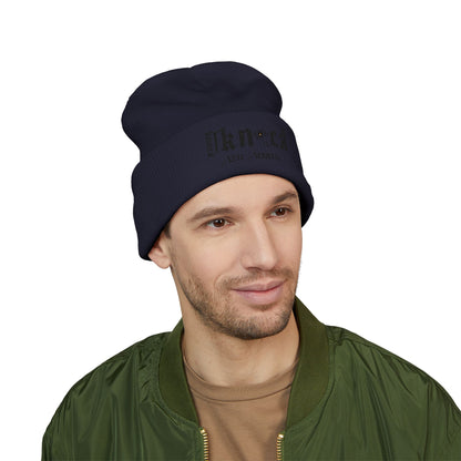 Embroidered 'Kneed New Normal' Cuffed Beanie – Gothic Streetwear Knit Hat