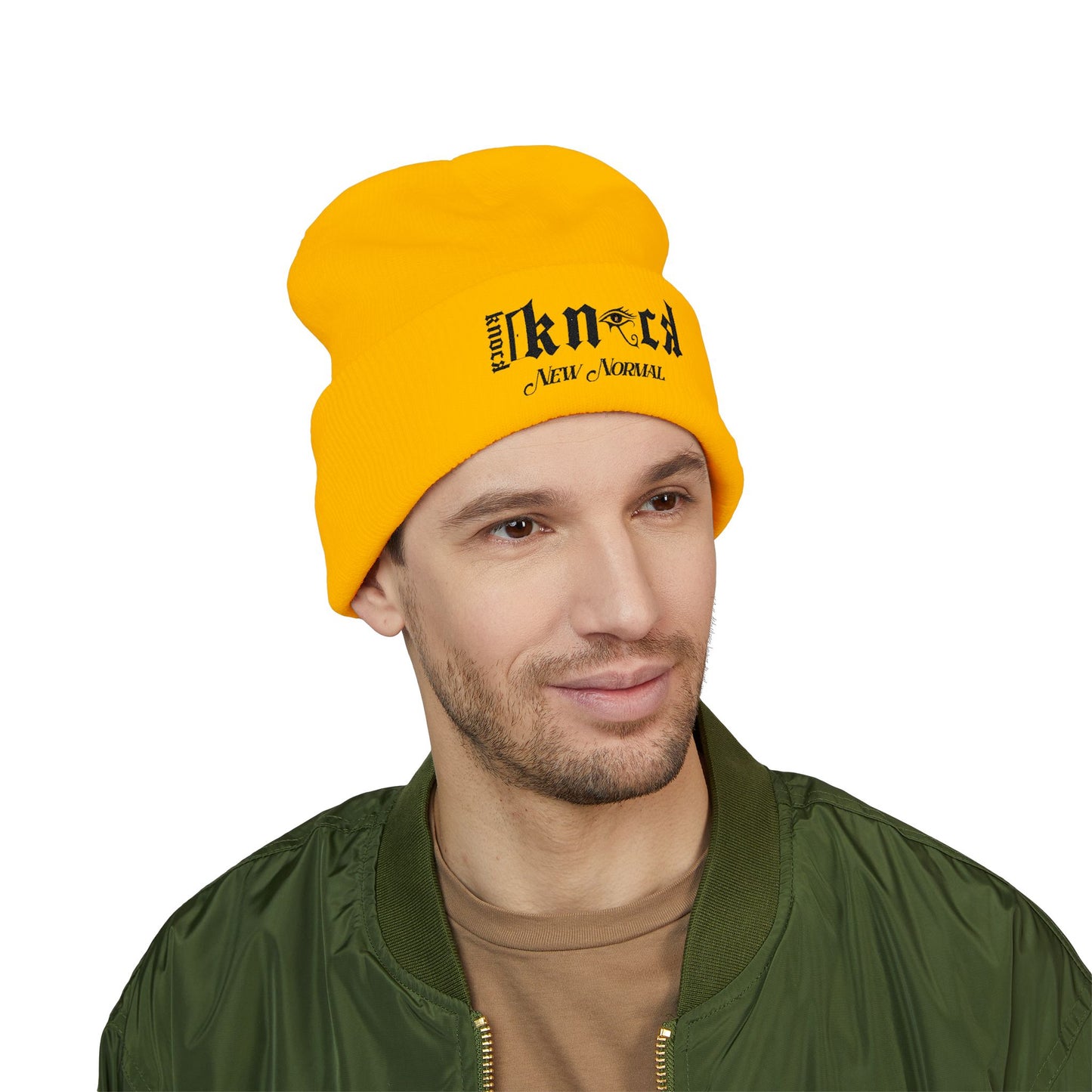Embroidered 'Kneed New Normal' Cuffed Beanie – Gothic Streetwear Knit Hat