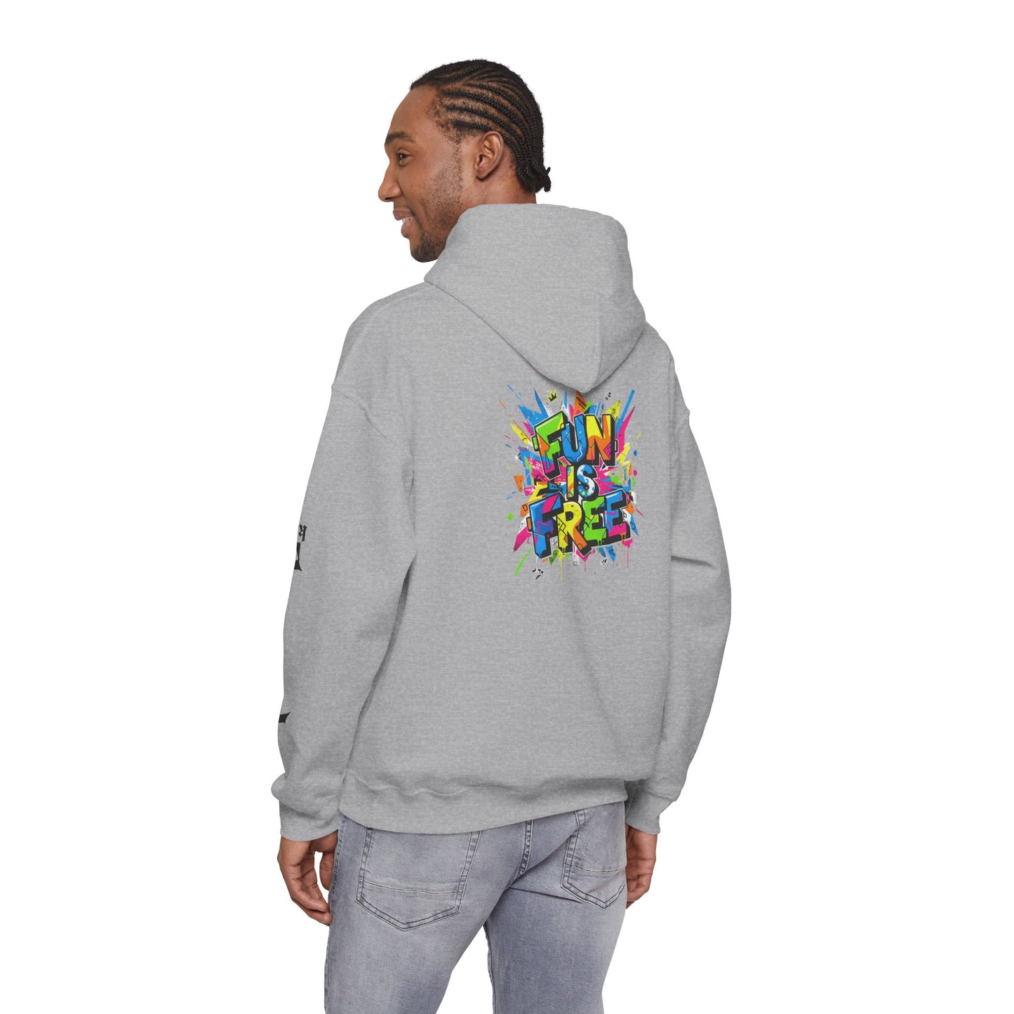Hoodie - 'Fun Is Free' Color Splash Graphic Hoodie with 'kn?cd' Gothic Logo