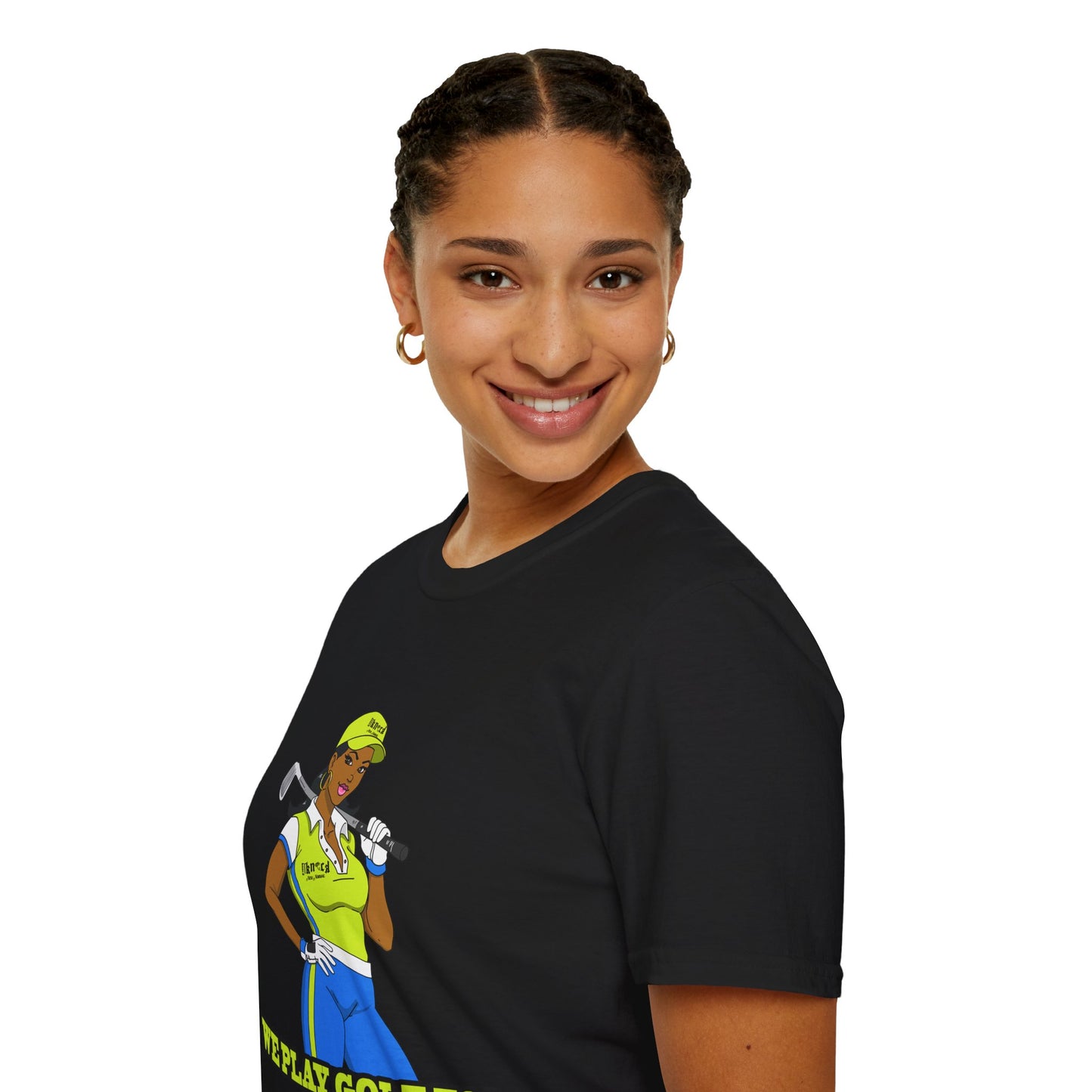 Women’s Golf T‑Shirt – Confident Female Golfer Graphic