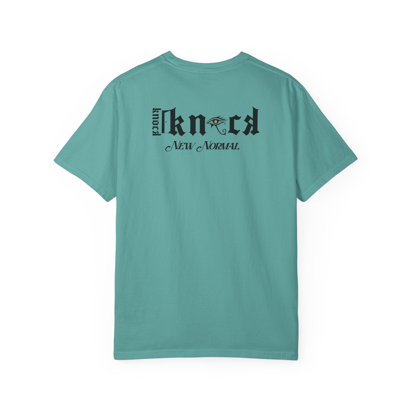 Graphic T‑Shirt — 'Knock Knock New Normal' Skull & Tree Illustration