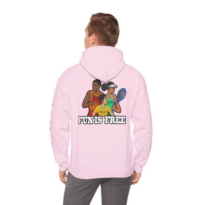 Hoodie — "Fun Is Free" Colorful Sports Graphic Pullover