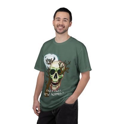 Skull Moon T-Shirt — "Knock Knock New Normal" Graphic Tee