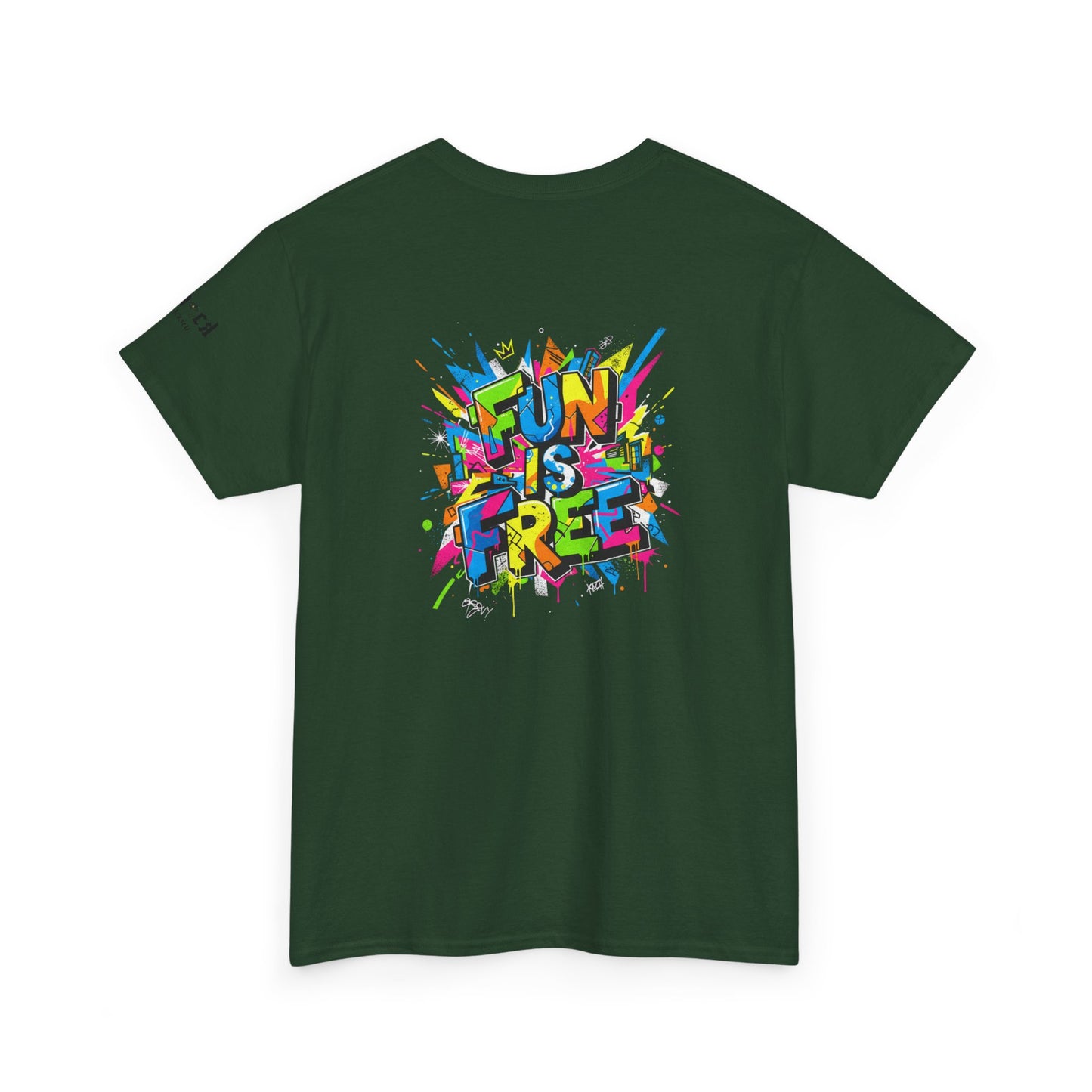 T-Shirt — "Fun Is Free" Sports Graphic Tee (Tennis & Basketball)