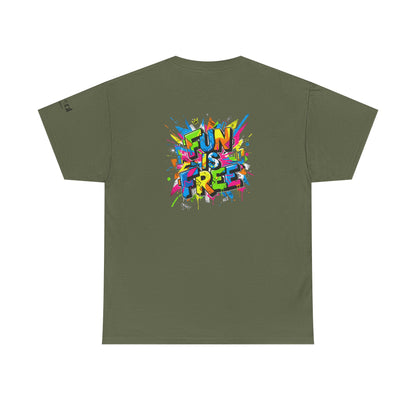 T-Shirt — "Fun Is Free" Sports Graphic Tee (Tennis & Basketball)