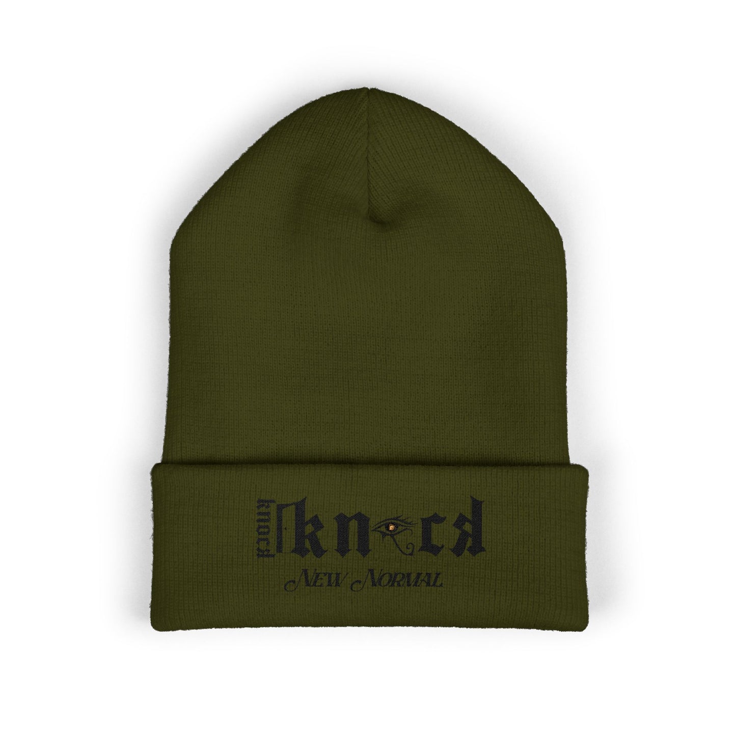 Embroidered 'Kneed New Normal' Cuffed Beanie – Gothic Streetwear Knit Hat