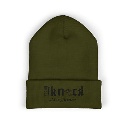 Embroidered 'Kneed New Normal' Cuffed Beanie – Gothic Streetwear Knit Hat