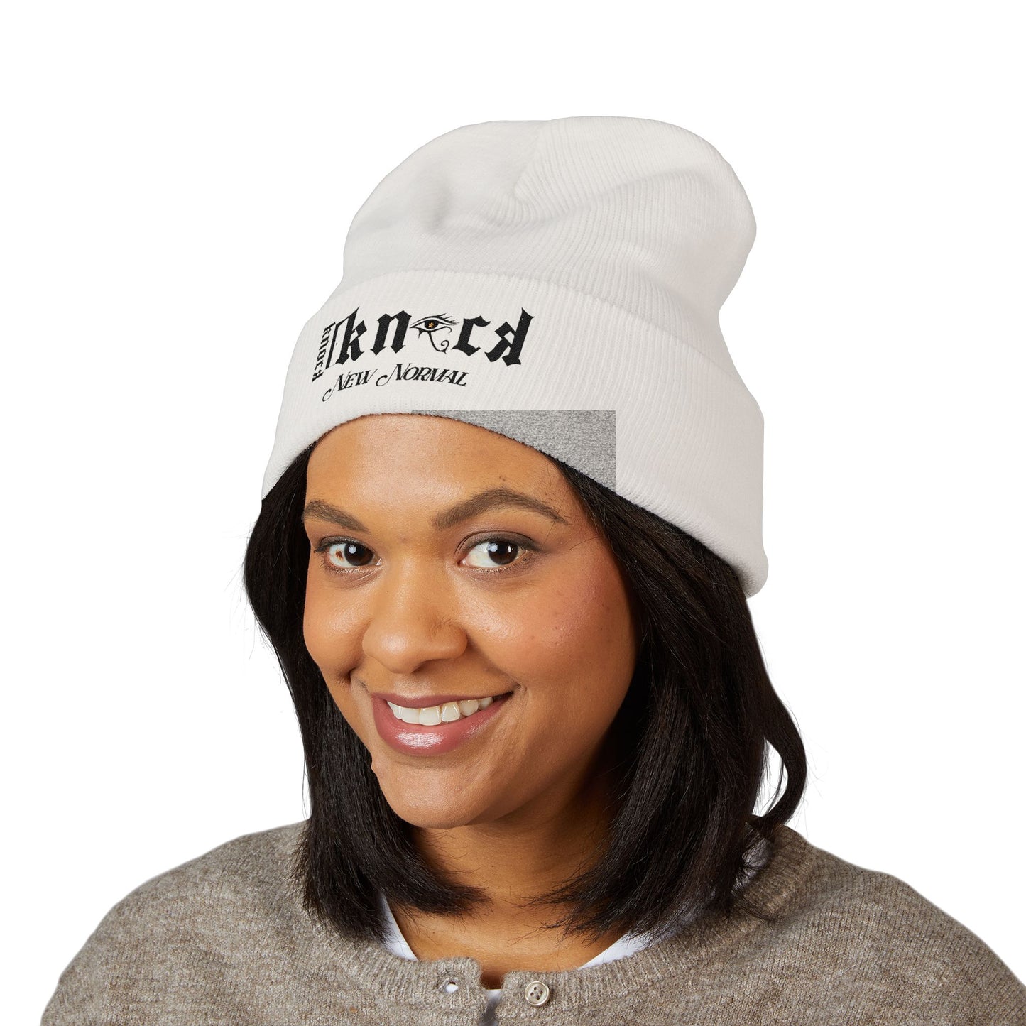 Embroidered 'Kneed New Normal' Cuffed Beanie – Gothic Streetwear Knit Hat