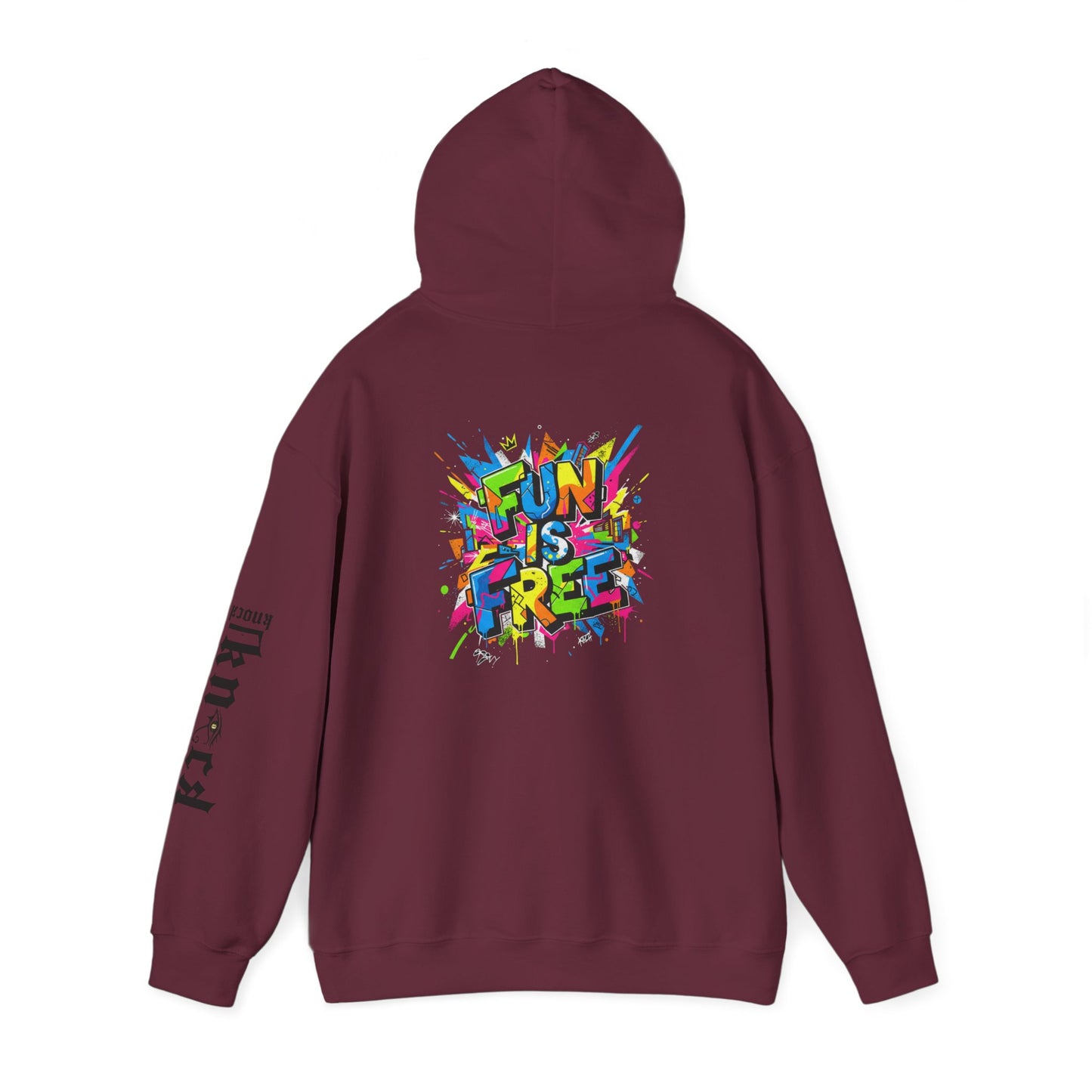 Hoodie - 'Fun Is Free' Color Splash Graphic Hoodie with 'kn?cd' Gothic Logo