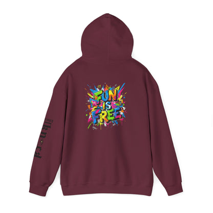 Hoodie - 'Fun Is Free' Color Splash Graphic Hoodie with 'kn?cd' Gothic Logo