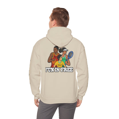 Hoodie — "Fun Is Free" Colorful Sports Graphic Pullover