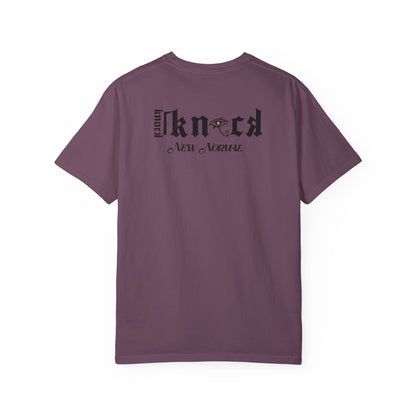 Graphic T‑Shirt — 'Knock Knock New Normal' Skull & Tree Illustration