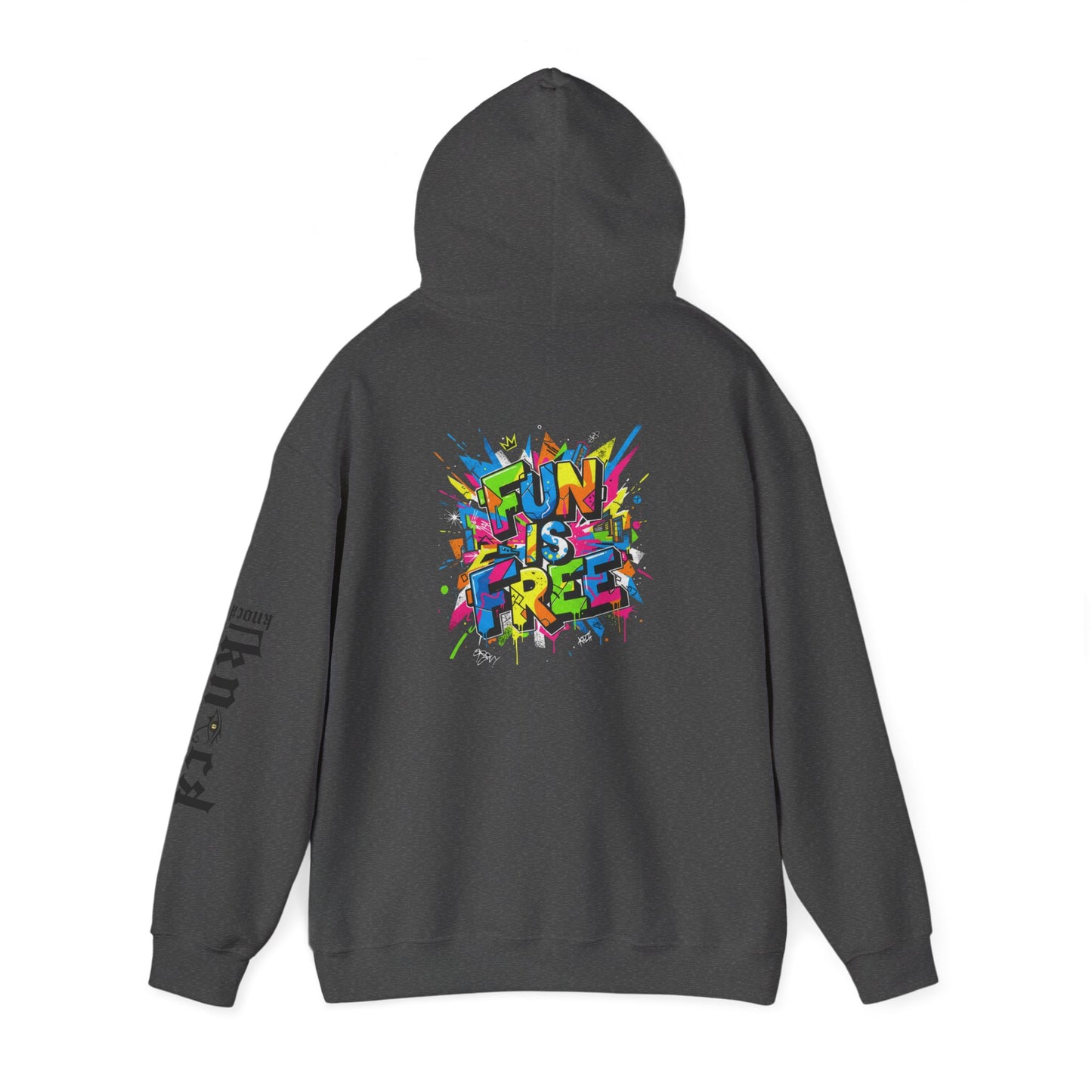 Hoodie - 'Fun Is Free' Color Splash Graphic Hoodie with 'kn?cd' Gothic Logo