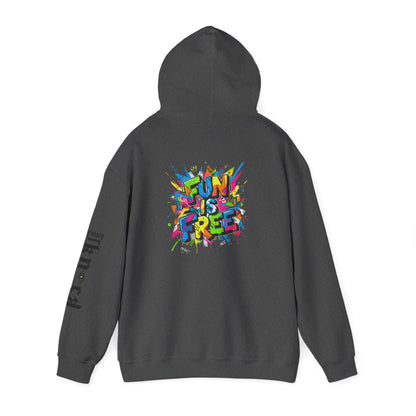 Hoodie - 'Fun Is Free' Color Splash Graphic Hoodie with 'kn?cd' Gothic Logo