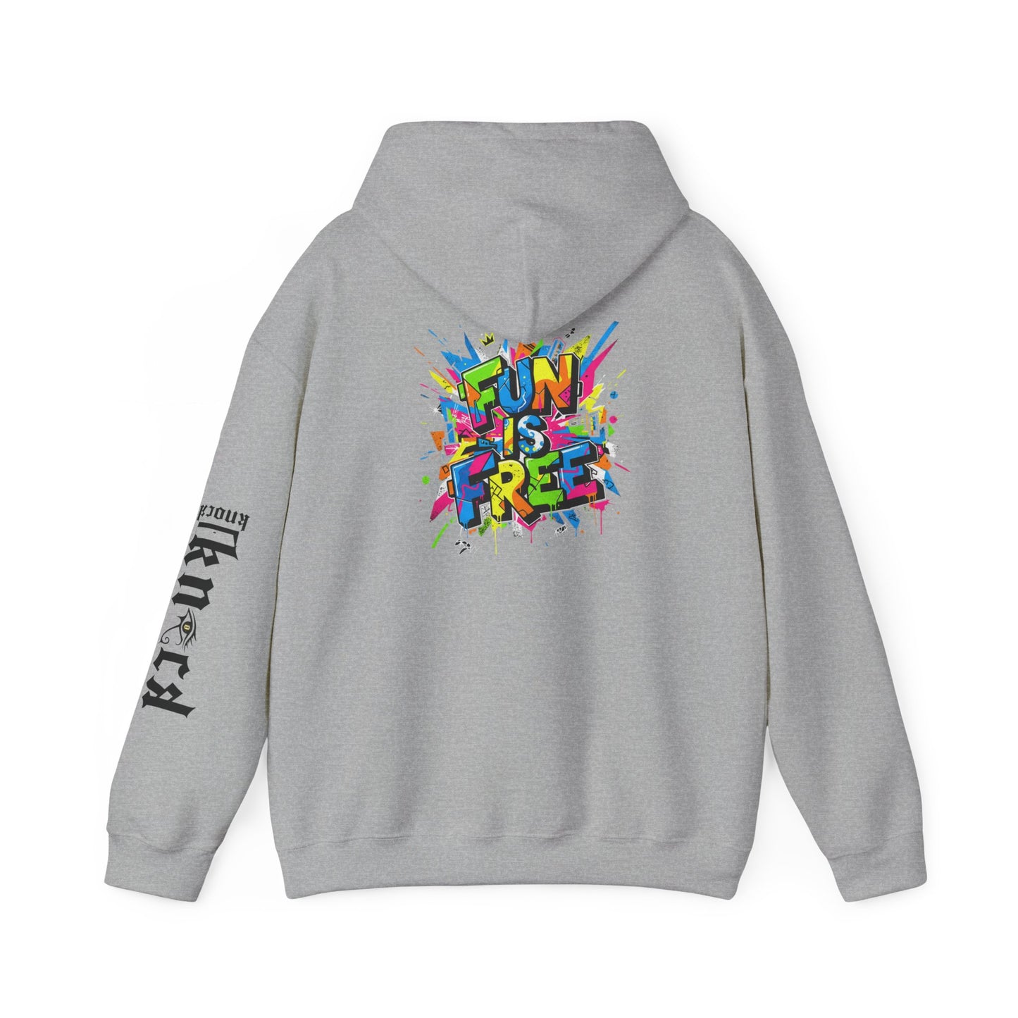 Hoodie - 'Fun Is Free' Color Splash Graphic Hoodie with 'kn?cd' Gothic Logo