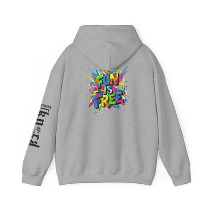 Hoodie - 'Fun Is Free' Color Splash Graphic Hoodie with 'kn?cd' Gothic Logo