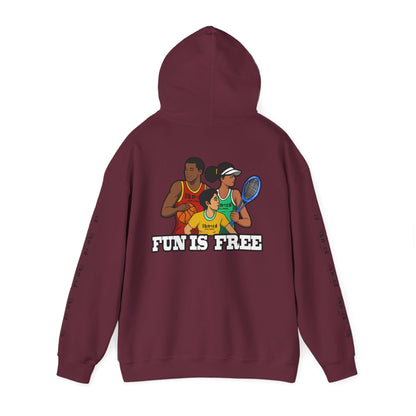 Hoodie — "Fun Is Free" Colorful Sports Graphic Pullover