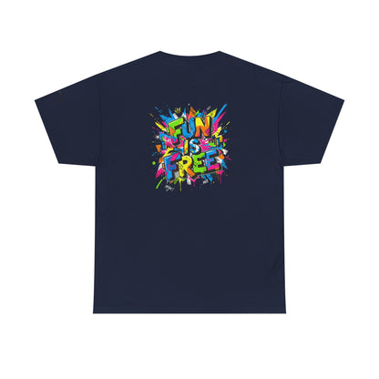 T-Shirt — "Fun Is Free" Sports Graphic Tee (Tennis & Basketball)