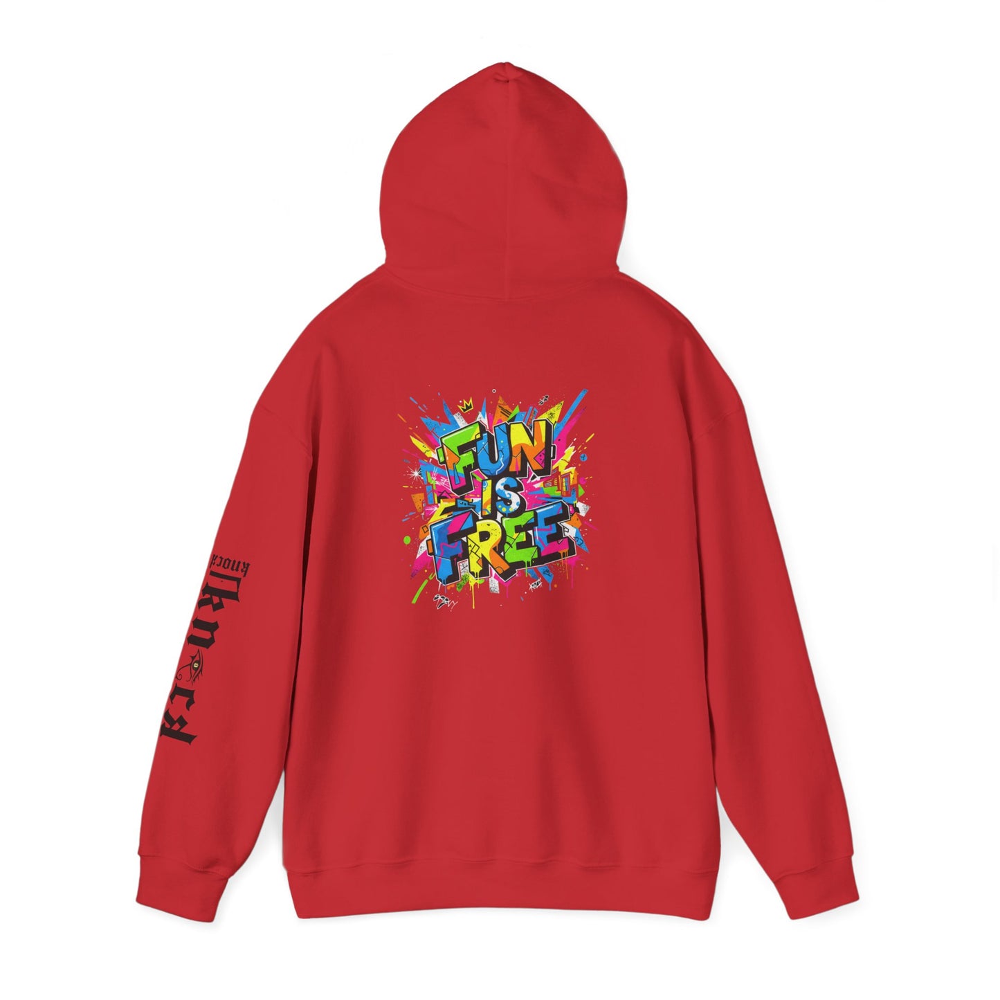 Hoodie - 'Fun Is Free' Color Splash Graphic Hoodie with 'kn?cd' Gothic Logo