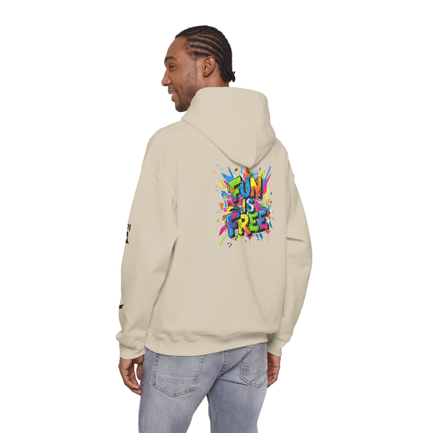 Hoodie - 'Fun Is Free' Color Splash Graphic Hoodie with 'kn?cd' Gothic Logo