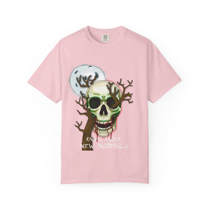 Skull Moon T-Shirt — "Knock Knock New Normal" Graphic Tee