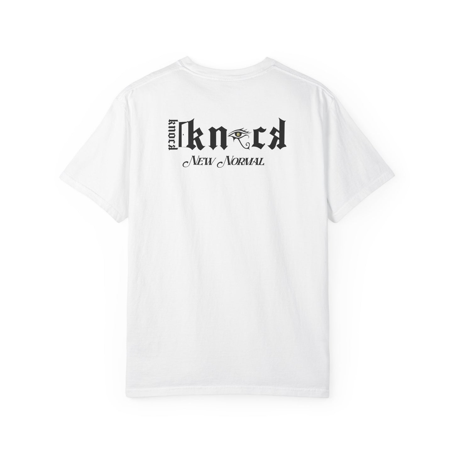 Graphic T‑Shirt — 'Knock Knock New Normal' Skull & Tree Illustration