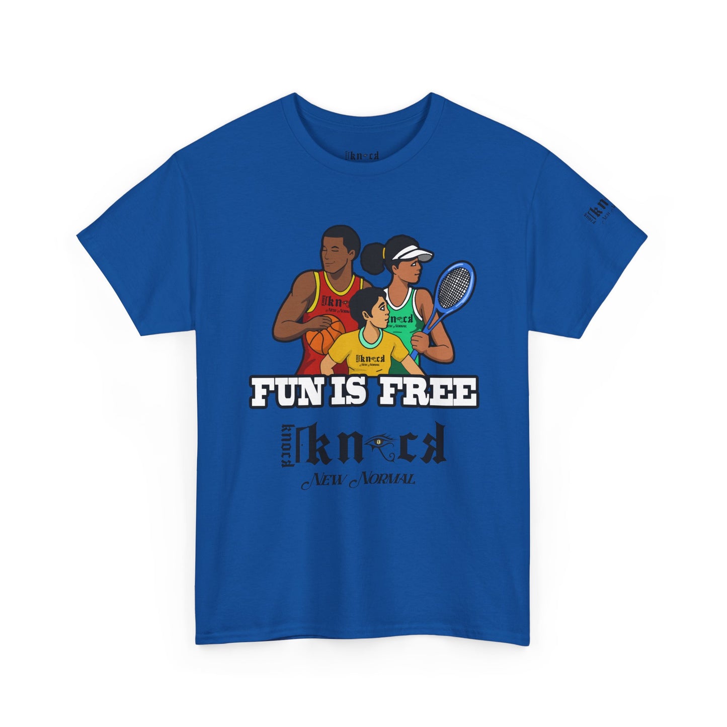 T-Shirt — "Fun Is Free" Sports Graphic Tee (Tennis & Basketball)