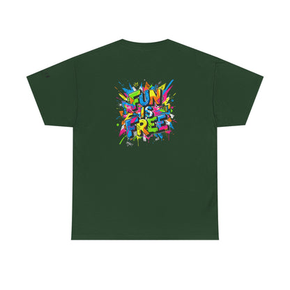 T-Shirt — "Fun Is Free" Sports Graphic Tee (Tennis & Basketball)