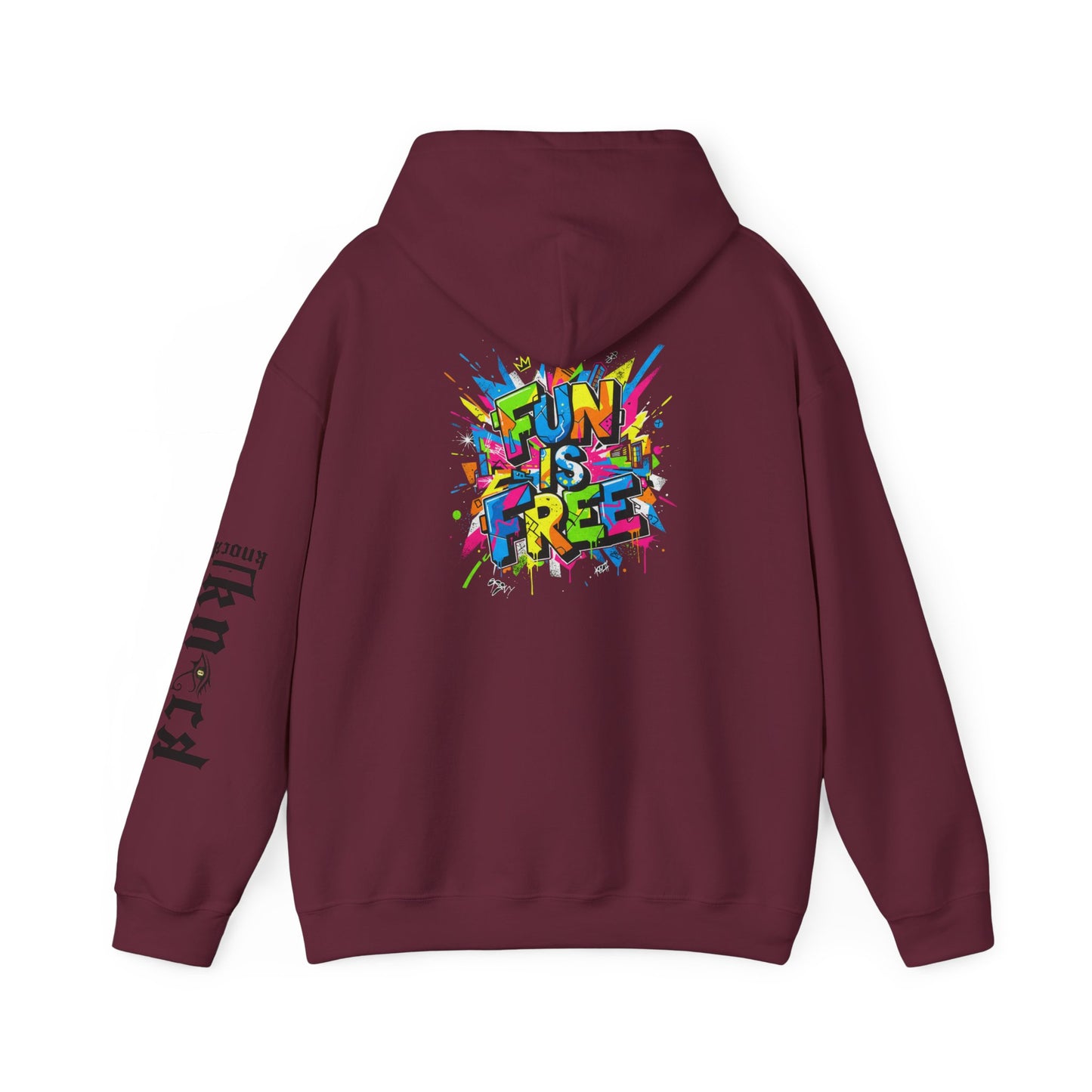 Hoodie - 'Fun Is Free' Color Splash Graphic Hoodie with 'kn?cd' Gothic Logo