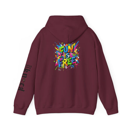 Hoodie - 'Fun Is Free' Color Splash Graphic Hoodie with 'kn?cd' Gothic Logo