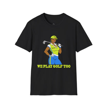 Women’s Golf T‑Shirt – Confident Female Golfer Graphic
