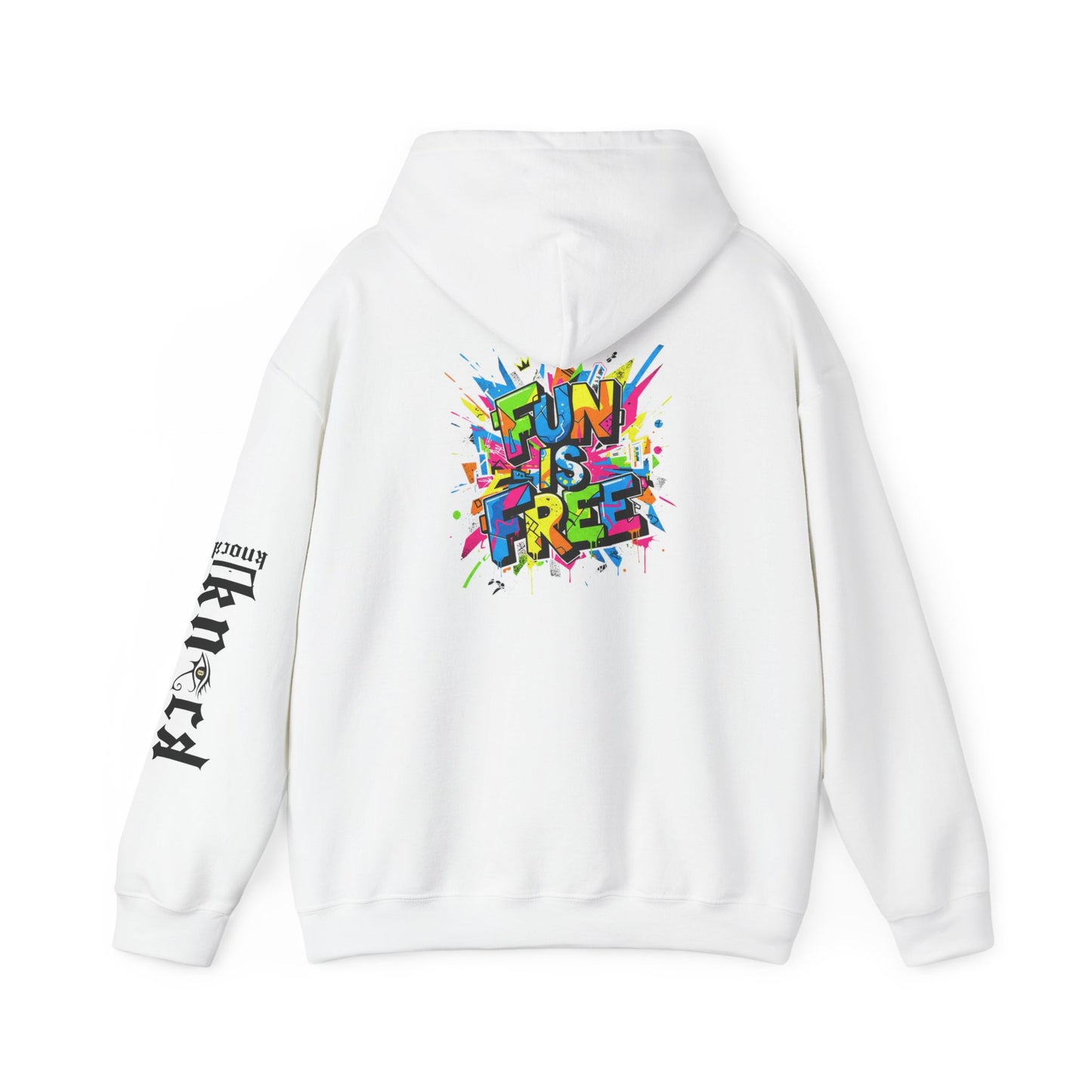 Hoodie - 'Fun Is Free' Color Splash Graphic Hoodie with 'kn?cd' Gothic Logo
