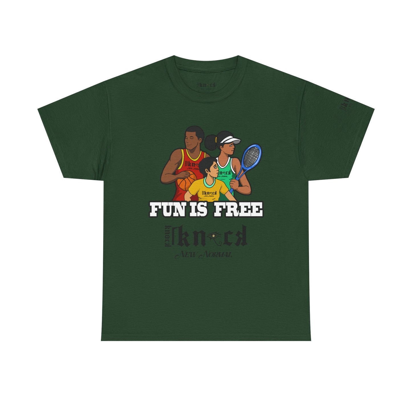 T-Shirt — "Fun Is Free" Sports Graphic Tee (Tennis & Basketball)