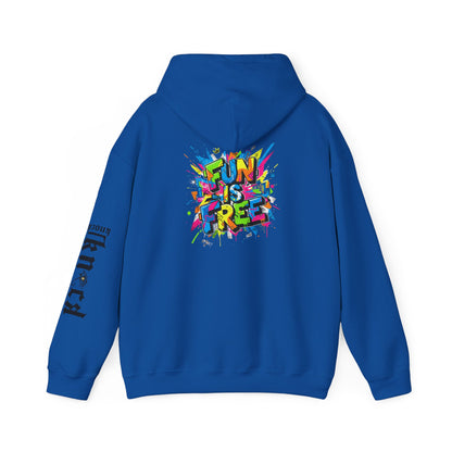 Hoodie - 'Fun Is Free' Color Splash Graphic Hoodie with 'kn?cd' Gothic Logo