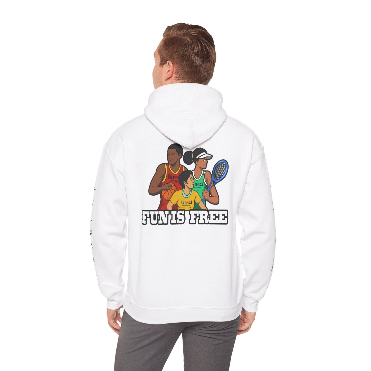 Hoodie — "Fun Is Free" Colorful Sports Graphic Pullover