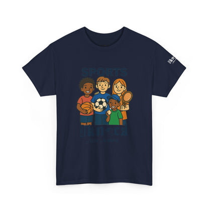 Kids Sports Team T-Shirt — 'SPORTS' Graphic with Diverse Athletes