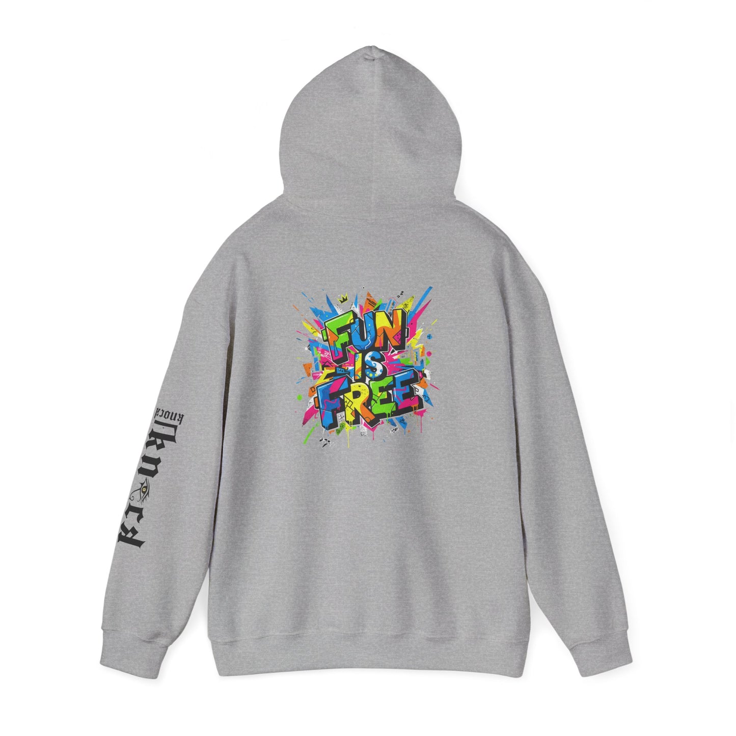 Hoodie - 'Fun Is Free' Color Splash Graphic Hoodie with 'kn?cd' Gothic Logo