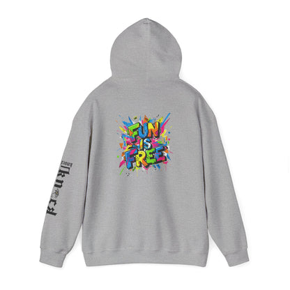 Hoodie - 'Fun Is Free' Color Splash Graphic Hoodie with 'kn?cd' Gothic Logo