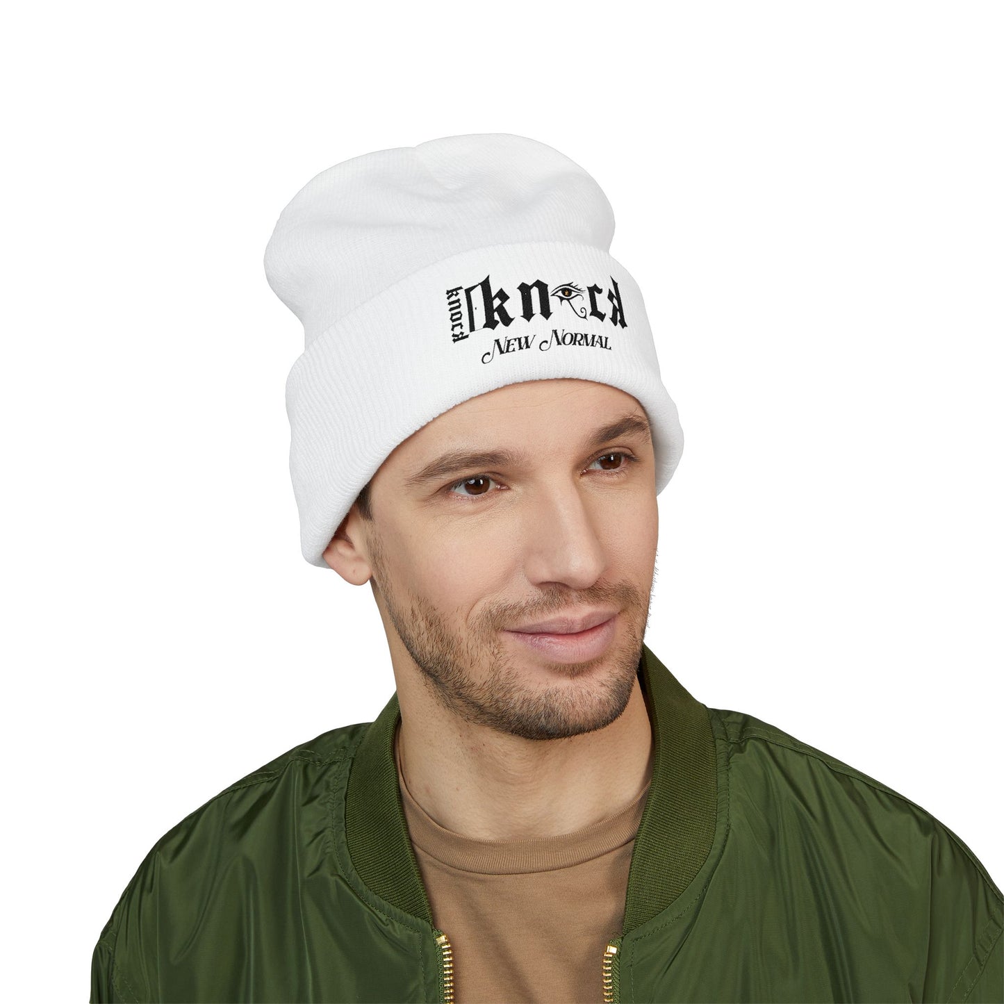 Embroidered 'Kneed New Normal' Cuffed Beanie – Gothic Streetwear Knit Hat