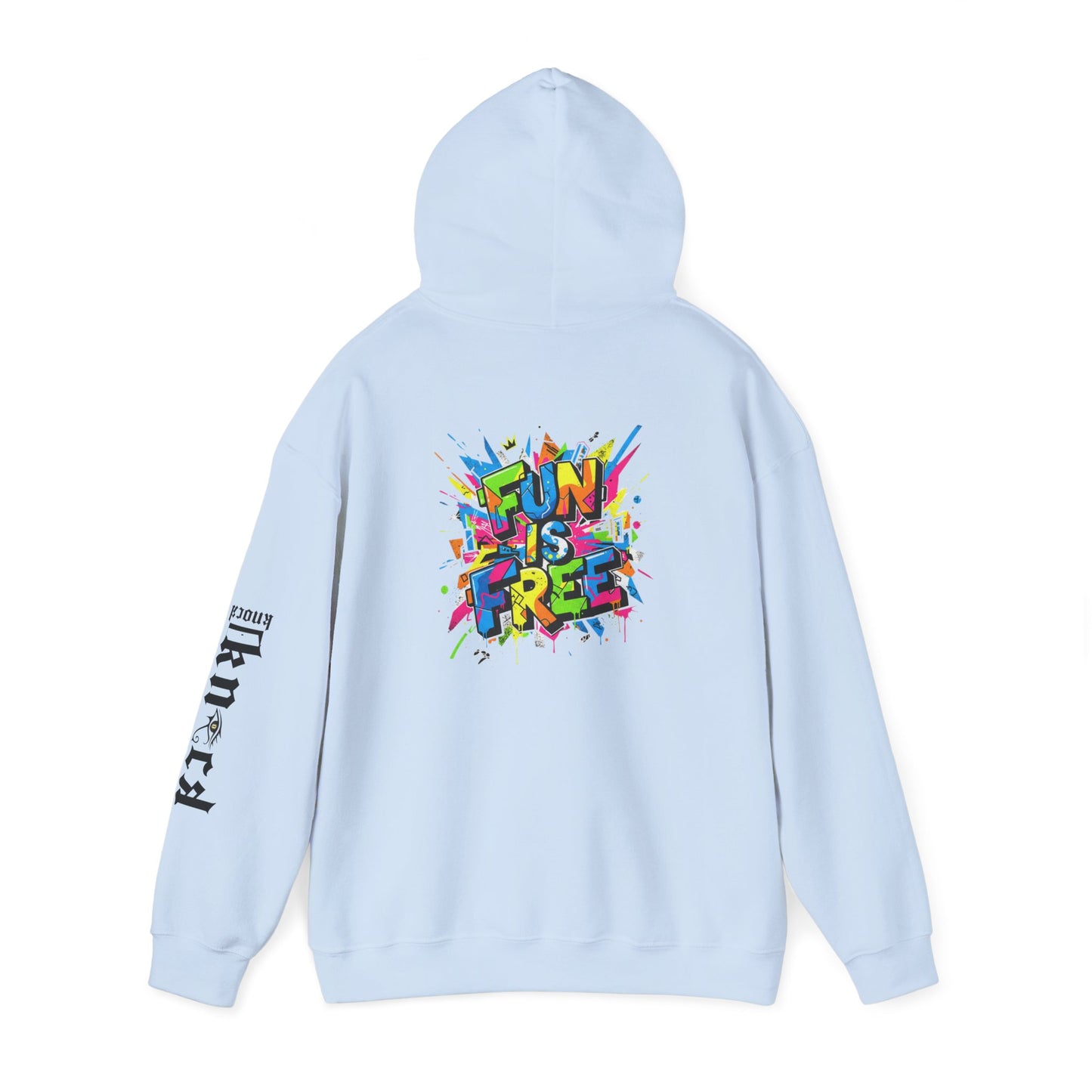 Hoodie - 'Fun Is Free' Color Splash Graphic Hoodie with 'kn?cd' Gothic Logo