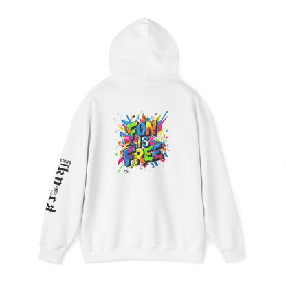 Hoodie - 'Fun Is Free' Color Splash Graphic Hoodie with 'kn?cd' Gothic Logo