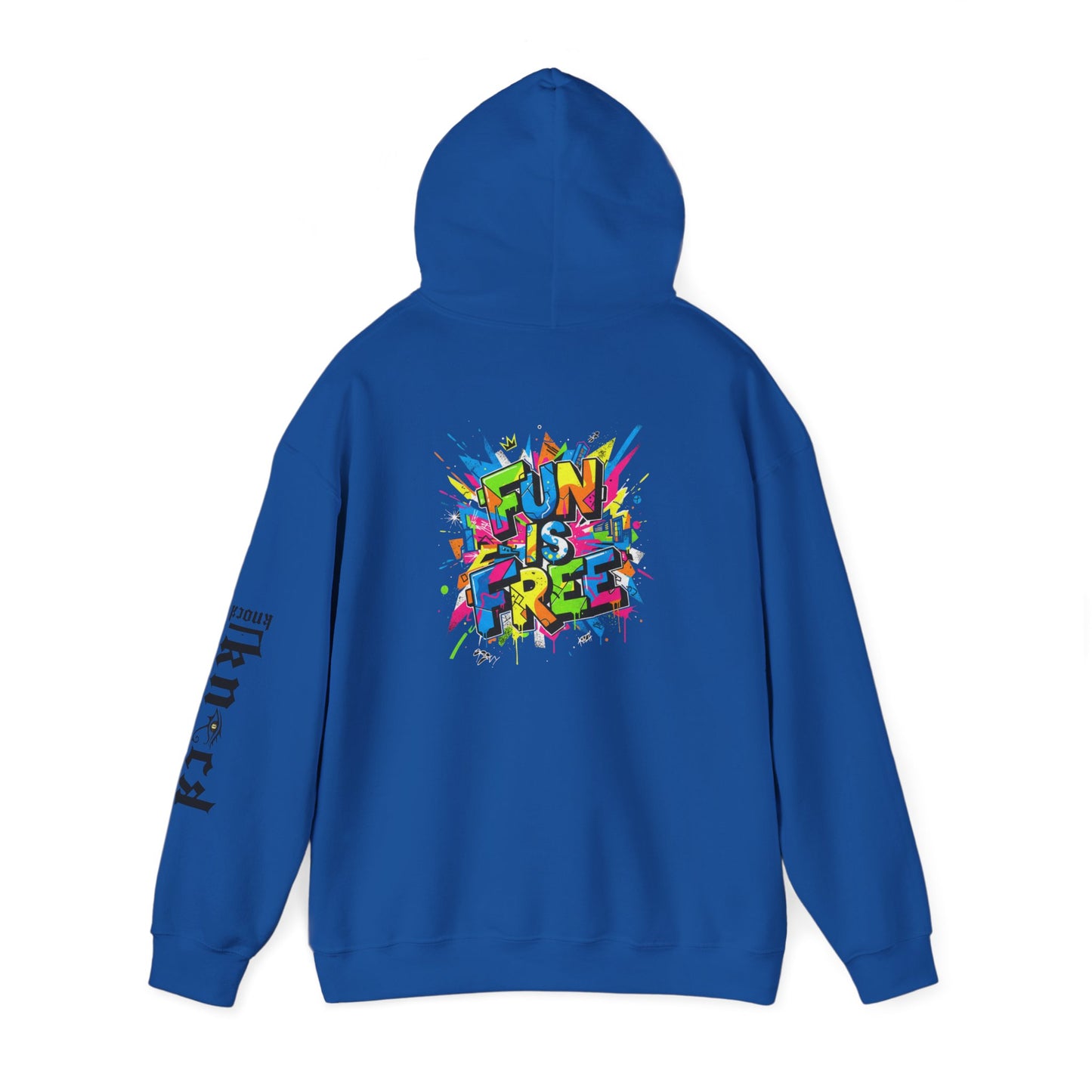Hoodie - 'Fun Is Free' Color Splash Graphic Hoodie with 'kn?cd' Gothic Logo