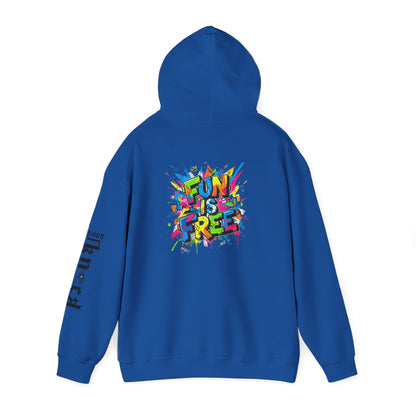 Hoodie - 'Fun Is Free' Color Splash Graphic Hoodie with 'kn?cd' Gothic Logo